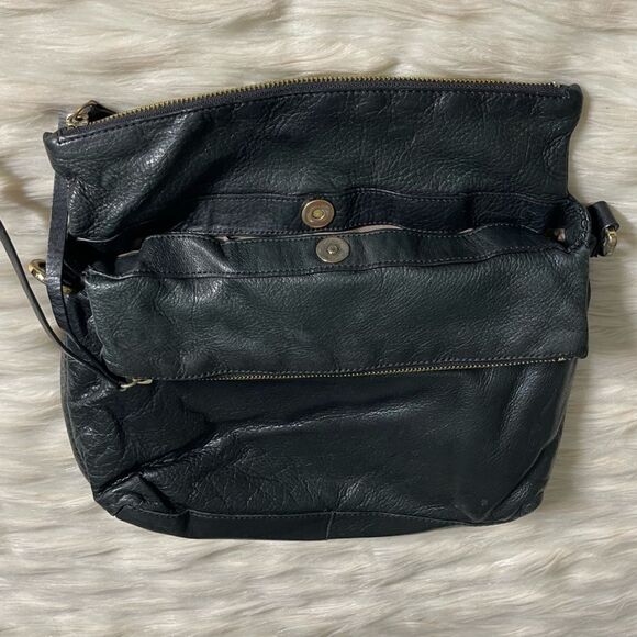 Margot Greta Leather Double Zip Flap Crossbody in Black - Picture 4 of 10
